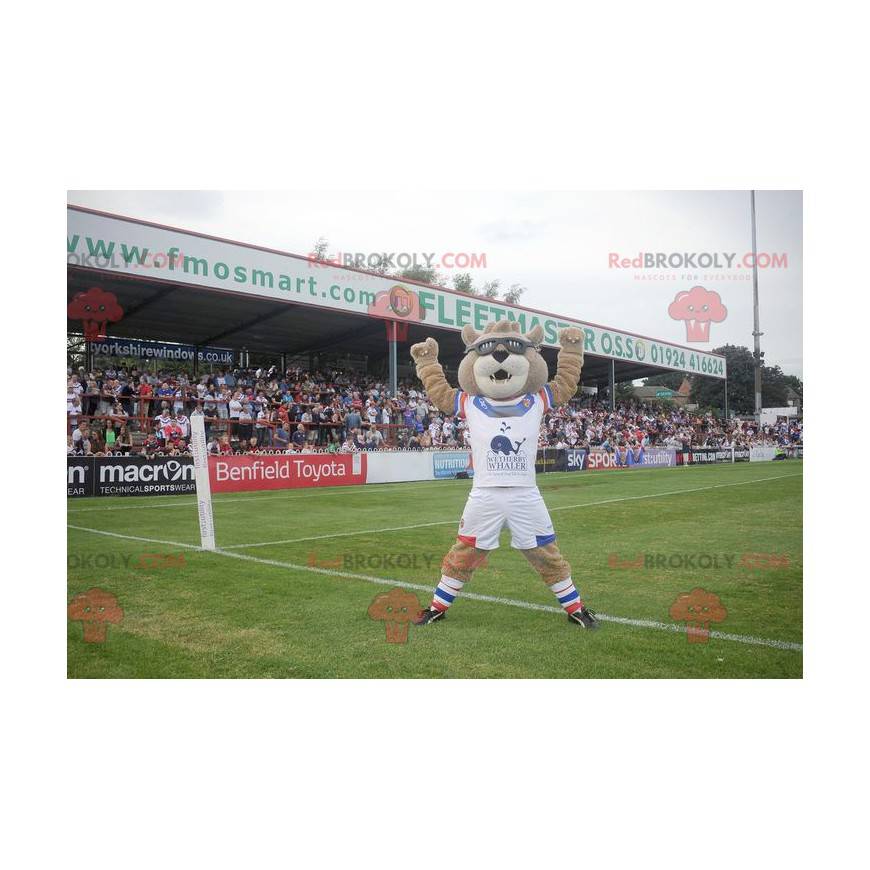 Medvěd hnědý maskot v sportovní oblečení - Redbrokoly.com Medvěd hnědý maskot v sportovní oblečení - Redbrokoly.com