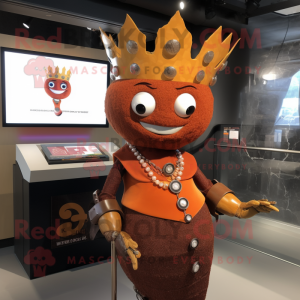 Rust Queen mascot costume character dressed with a Jacket and Rings