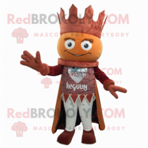 Rust Queen mascot costume character dressed with a Jacket and Rings