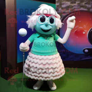 nan Golf Ball mascot costume character dressed with a Skirt and Mittens