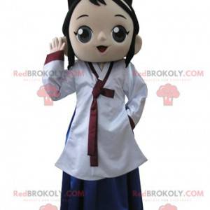 Brown Asian girl mascot. Manga mascot - Redbrokoly.com