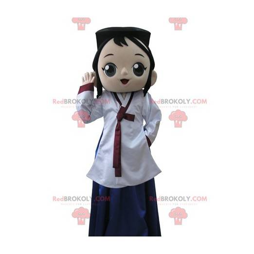 Brown Asian girl mascot. Manga mascot - Redbrokoly.com