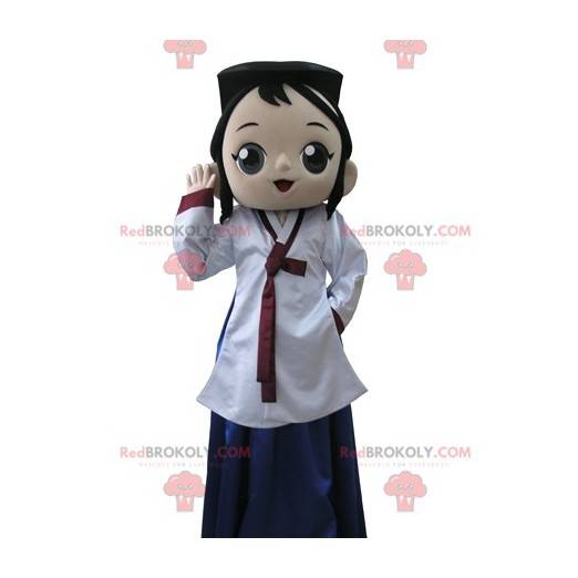 Mascotte ragazza asiatica marrone. Mascotte manga -