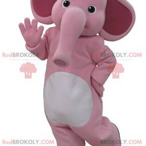 Mascotte d'éléphant rose et blanc. Mascotte d'éléphanteau -