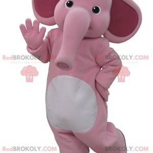 Mascotte elefante rosa e bianco. Mascotte elefante -