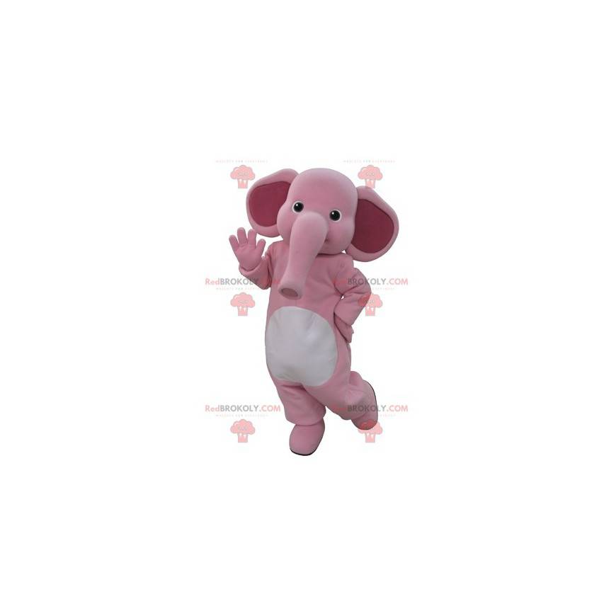Pink og hvid elefant maskot. Elefant maskot - Redbrokoly.com
