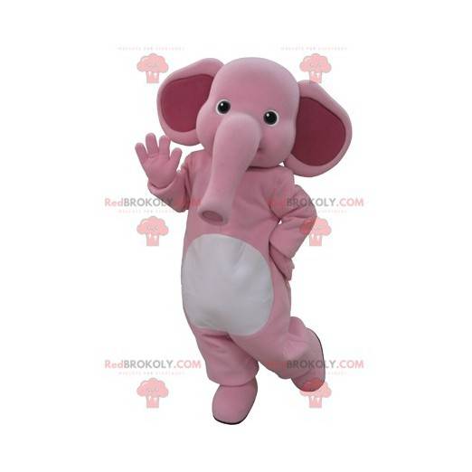 Mascotte d'éléphant rose et blanc. Mascotte d'éléphanteau -