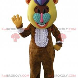 Brown baboon monkey mascot with a colorful head - Redbrokoly.com