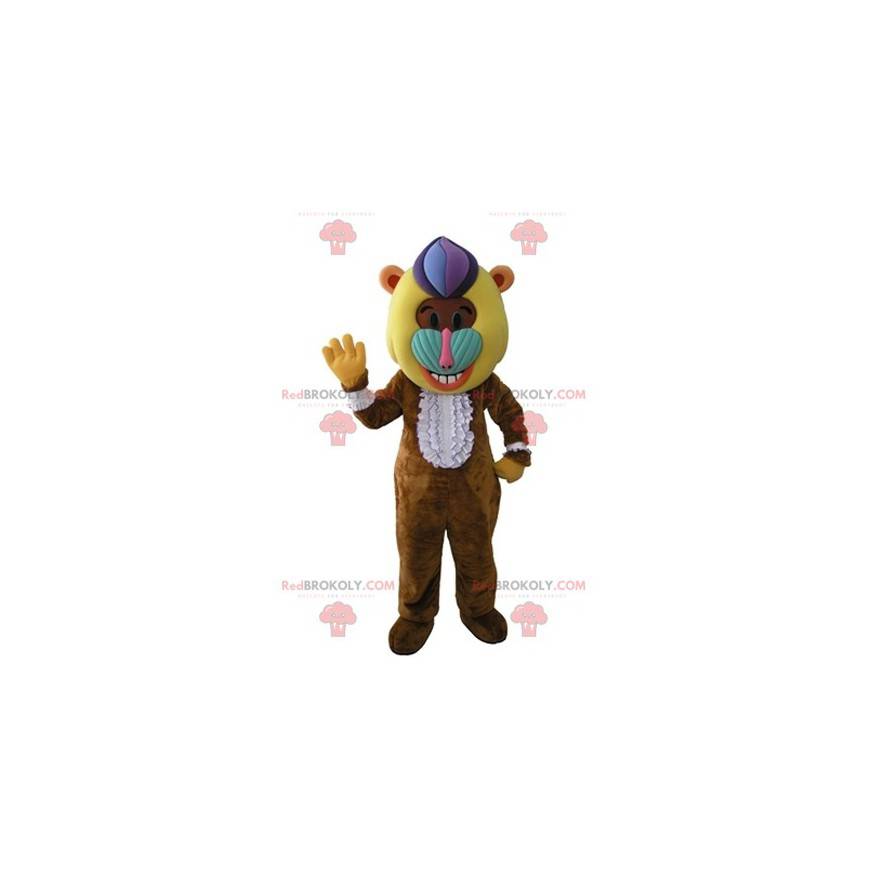 Brown baboon monkey mascot with a colorful head - Redbrokoly.com