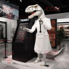 White Tyrannosaurus mascot costume character dressed with a Sheath Dress and Watches