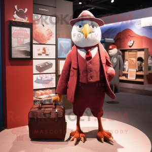 Maroon Gull mascot costume character dressed with a Dress and Briefcases