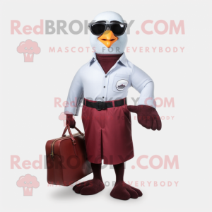 Maroon Gull maskot kostym...