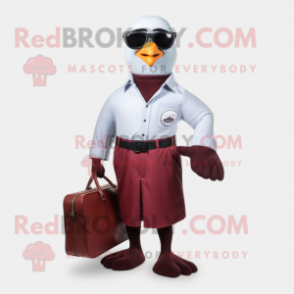 Maroon Gull mascot costume character dressed with a Dress and Briefcases