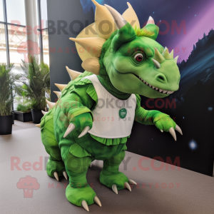 Grøn Triceratops maskot...