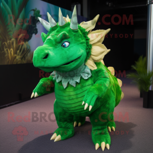 Groene Triceratops mascotte...