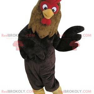 Mascotte de coq marron noir et rouge géant - Redbrokoly.com