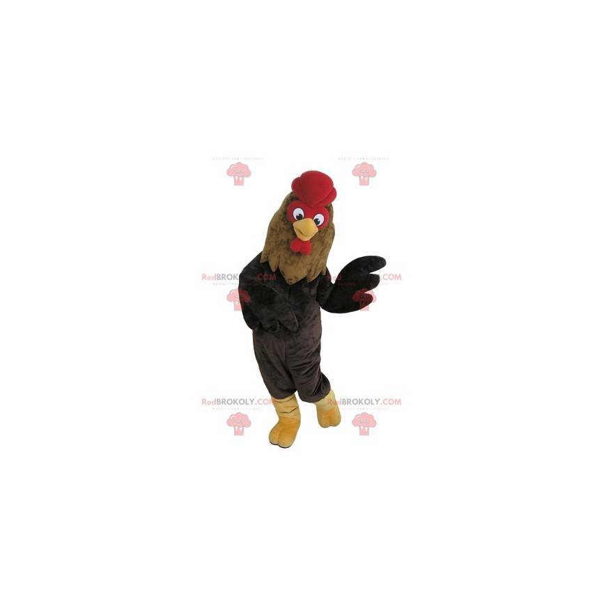 Obří černý a červenohnědý kohout maskot - Redbrokoly.com Obří černý a červenohnědý kohout maskot - Redbrokoly.com