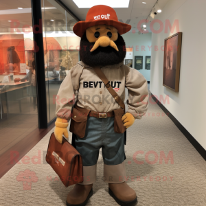 Rust Civil War Soldier mascot costume character dressed with a Button-Up Shirt and Messenger bags
