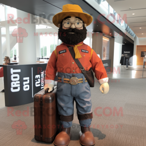 Rust Civil War Soldier mascot costume character dressed with a Button-Up Shirt and Messenger bags