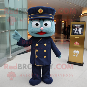 Navy Fried Rice mascot costume character dressed with a Suit and Clutch bags