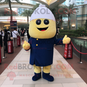 Navy Fried Rice mascot costume character dressed with a Suit and Clutch bags