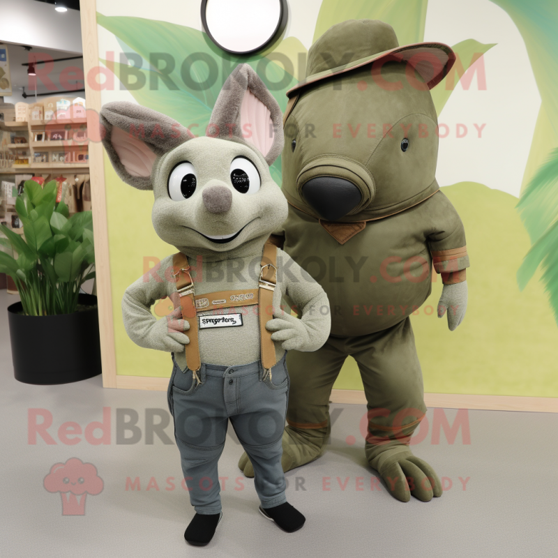Olive Armadillo mascot costume character dressed with a Mom Jeans and Belts Olive Armadillo mascot costume character dressed with a Mom Jeans and Belts