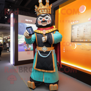 nan King mascot costume character dressed with a Wrap Dress and Smartwatches