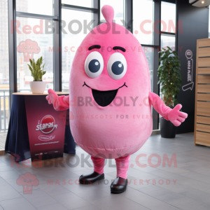 Pink Shakshuka mascot costume character dressed with a Suit Jacket and Ties