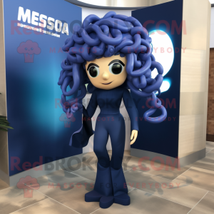 Marinblå Medusa maskot...