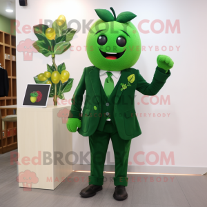 Forest Green Cherry mascot costume character dressed with a Blazer and Cummerbunds