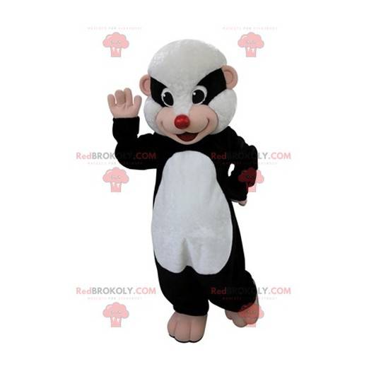 Mascotte de putois noir et blanc. Mascotte de raton laveur -