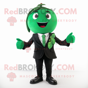 Forest Green Cherry mascot costume character dressed with a Blazer and Cummerbunds