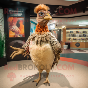 Tan Pheasant mascot costume character dressed with a Bodysuit and Rings