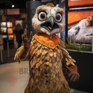 Tan Pheasant mascot costume character dressed with a Bodysuit and Rings