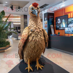 Tan Pheasant mascot costume character dressed with a Bodysuit and Rings