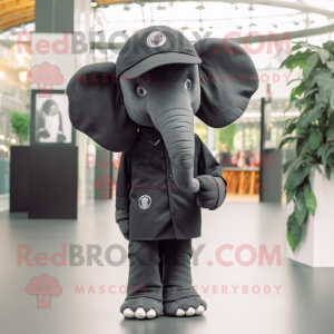 Black Elephant mascot costume character dressed with a Polo Tee and Berets