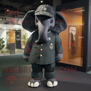Black Elephant mascot costume character dressed with a Polo Tee and Berets