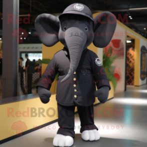 Black Elephant mascot costume character dressed with a Polo Tee and Berets