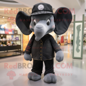 Black Elephant mascot costume character dressed with a Polo Tee and Berets