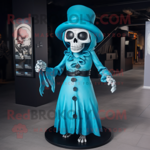 Cyan Skull maskot kostume...