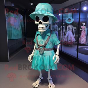 Cyan Skull mascotte kostuum...