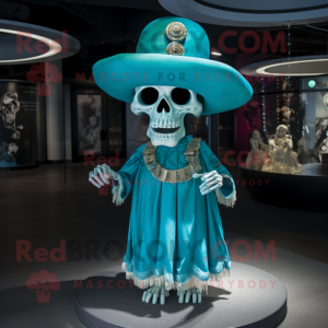 Cyan Skull mascotte kostuum...