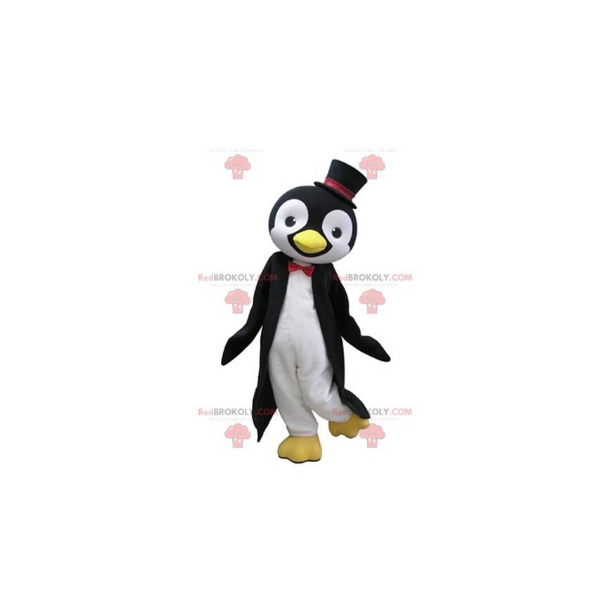 Black and white penguin mascot with a top hat - Redbrokoly.com