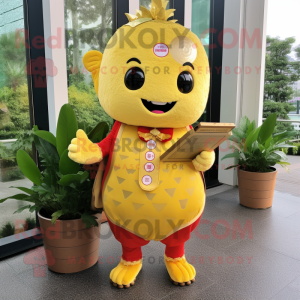 Guld hallon maskot kostym...