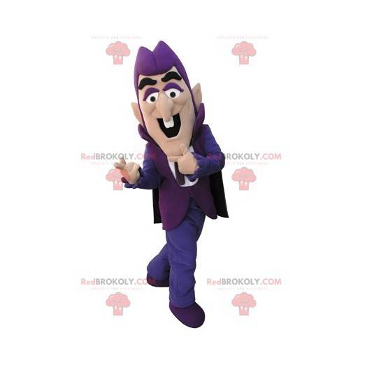 Mascote homem roxo vestido de roxo - Redbrokoly.com