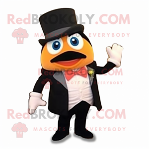 Peach Enchiladas mascot costume character dressed with a Tuxedo and Gloves