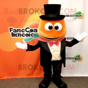 Peach Enchiladas mascot costume character dressed with a Tuxedo and Gloves