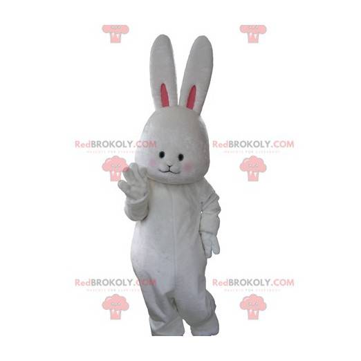 Soft and cute white rabbit mascot with big ears - Redbrokoly.com