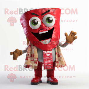 Red Tacos mascot costume character dressed with a Trousers and Scarf clips