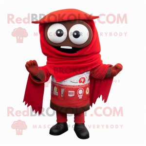 Red Tacos mascot costume character dressed with a Trousers and Scarf clips